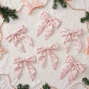 NEW Pottery Barn x LoveShackFancy Printed Bow Ornaments - Set of 6